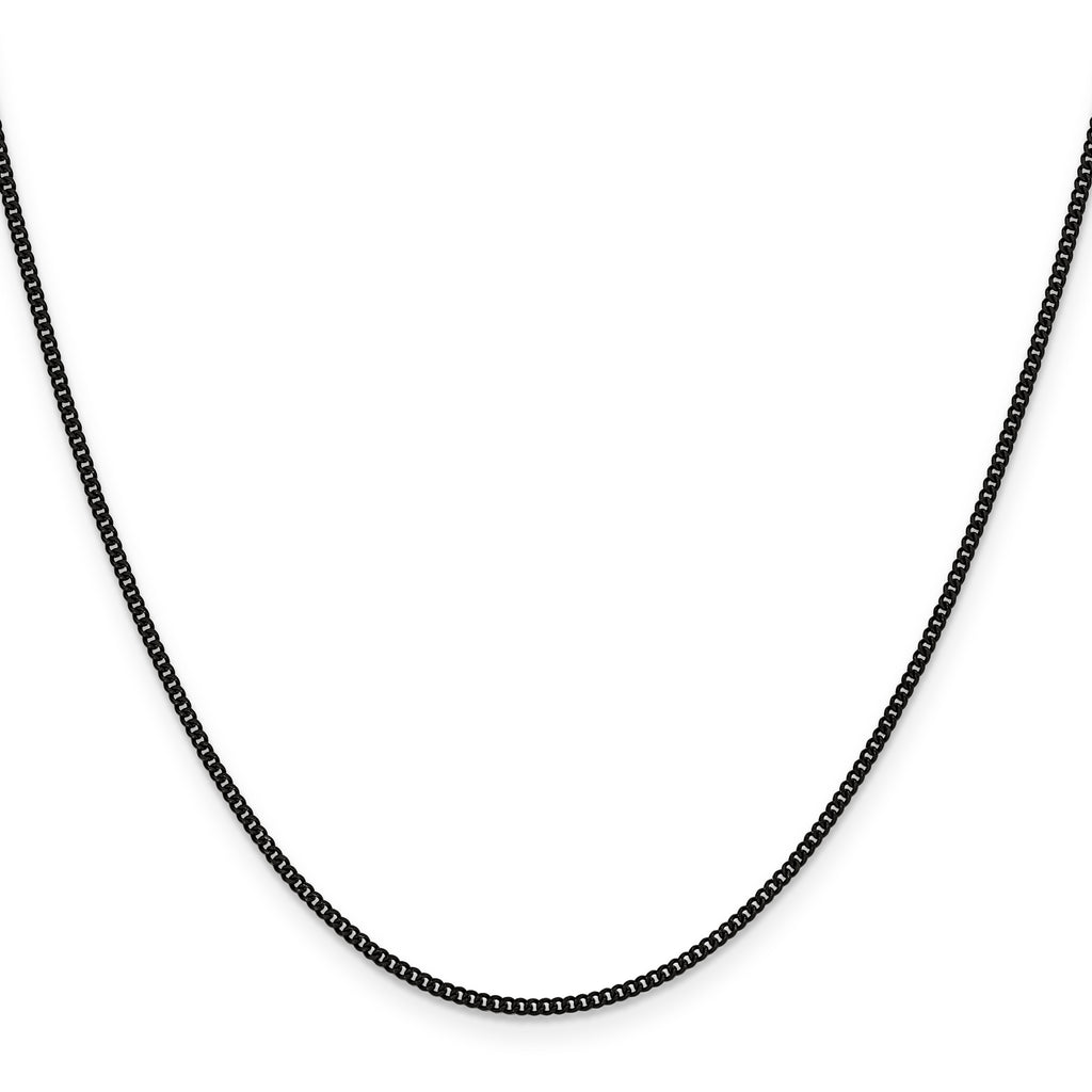 Polished Black Stainless Steel Curb Chain Necklace 1.5mm 18in