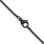 Polished Black Stainless Steel Curb Chain Necklace 1.5mm 18in