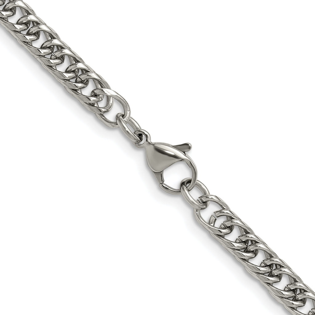 Polished Stainless Steel Curb Chain Necklace 5mm
