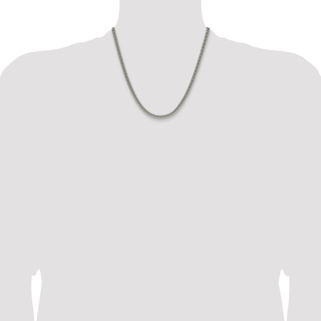 Polished Stainless Steel Curb Chain Necklace 5mm