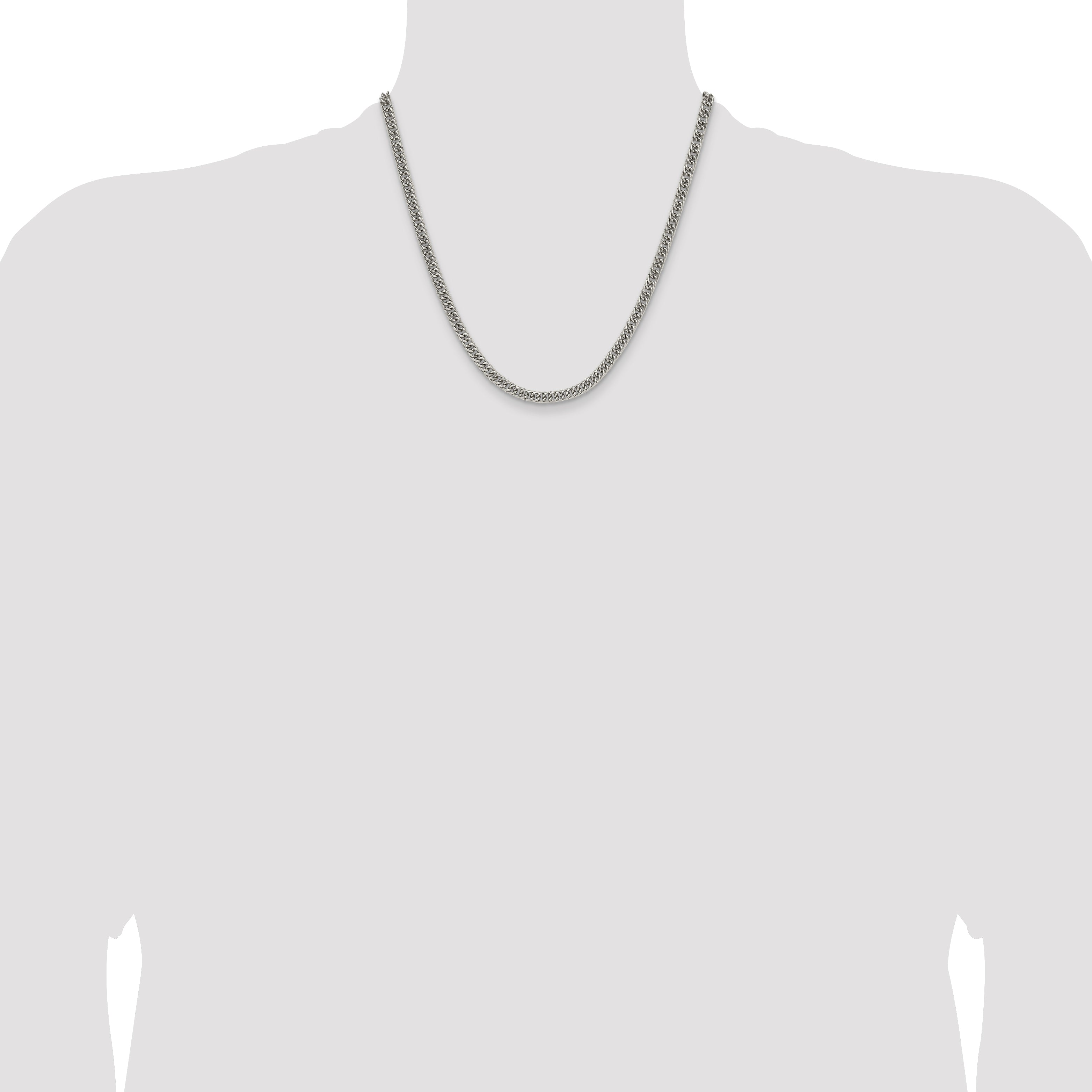 Polished Stainless Steel Curb Chain Necklace 5mm