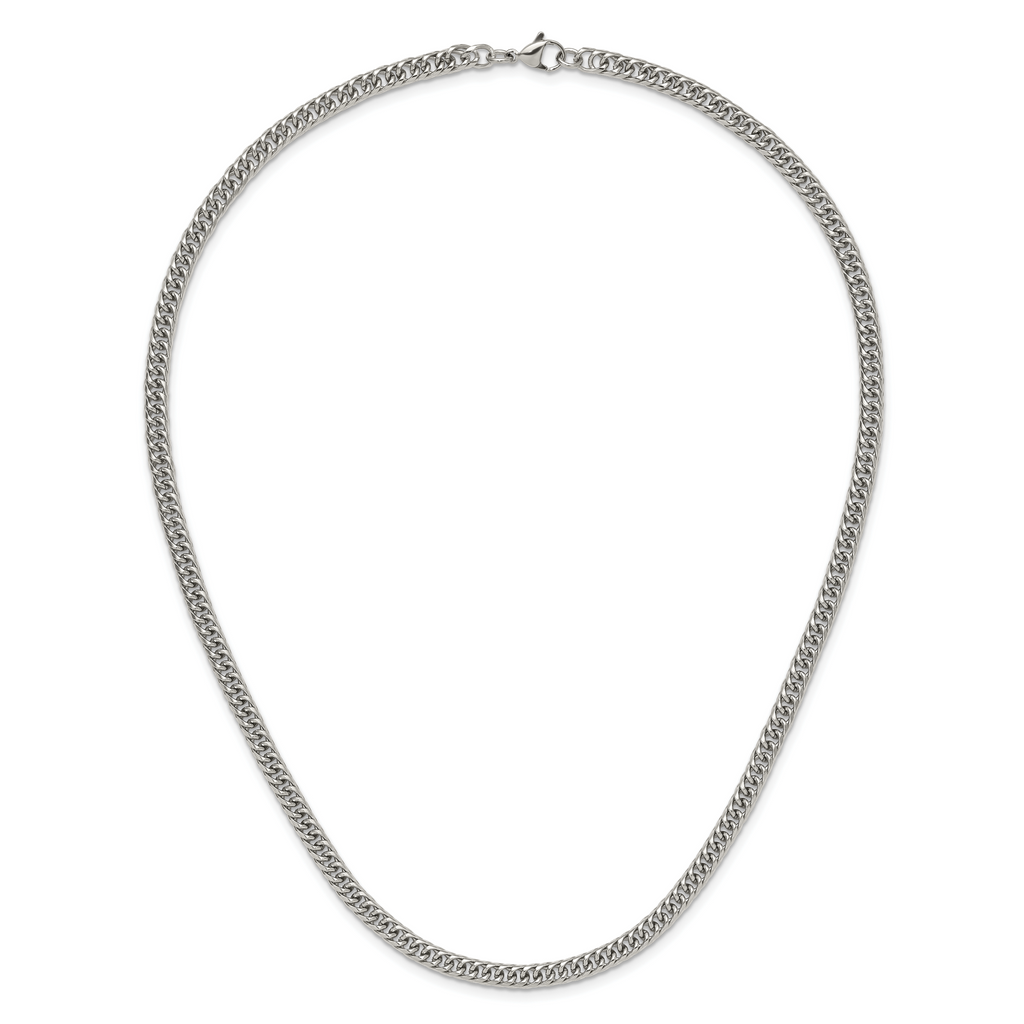Polished Stainless Steel Curb Chain Necklace 5mm