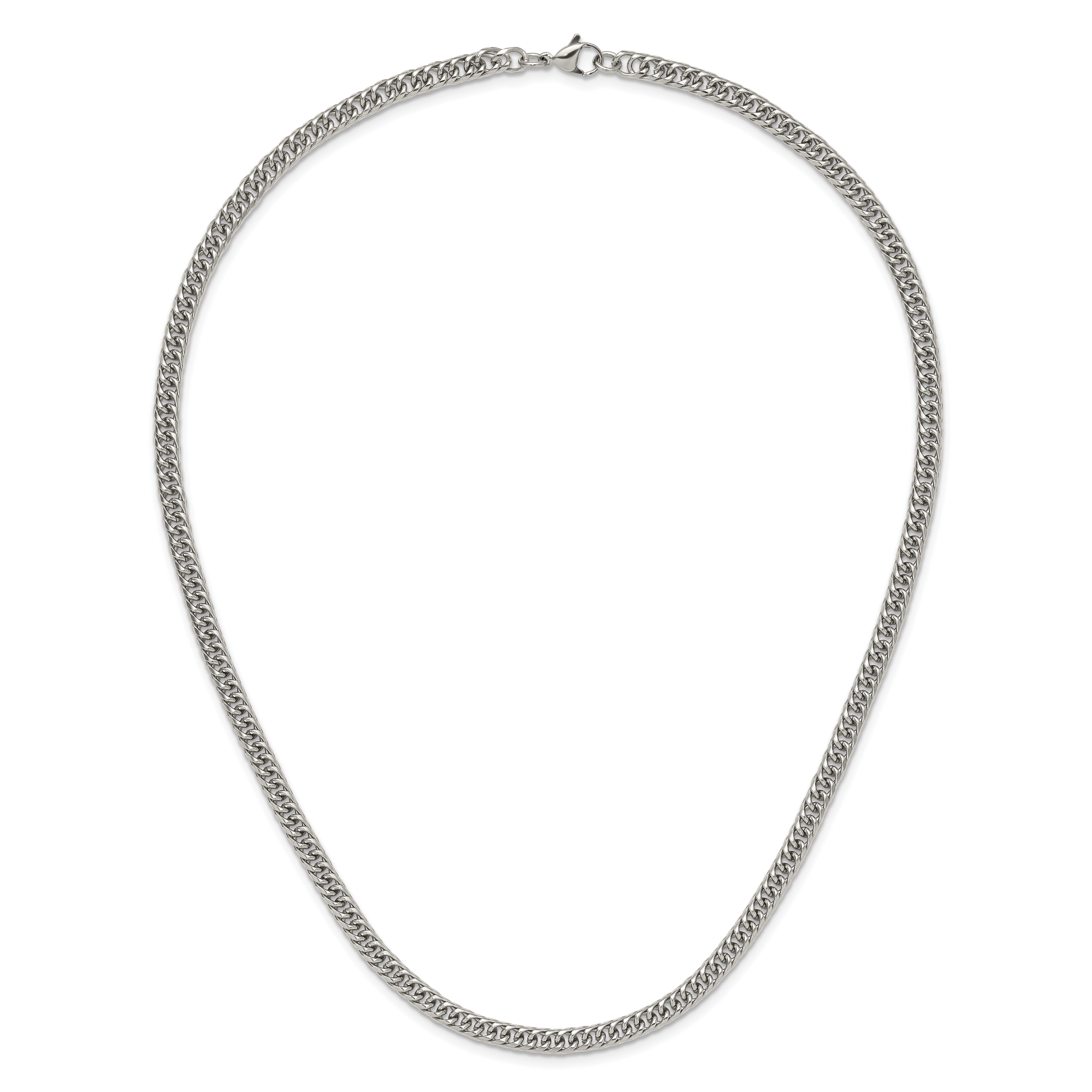 Polished Stainless Steel Curb Chain Necklace 5mm