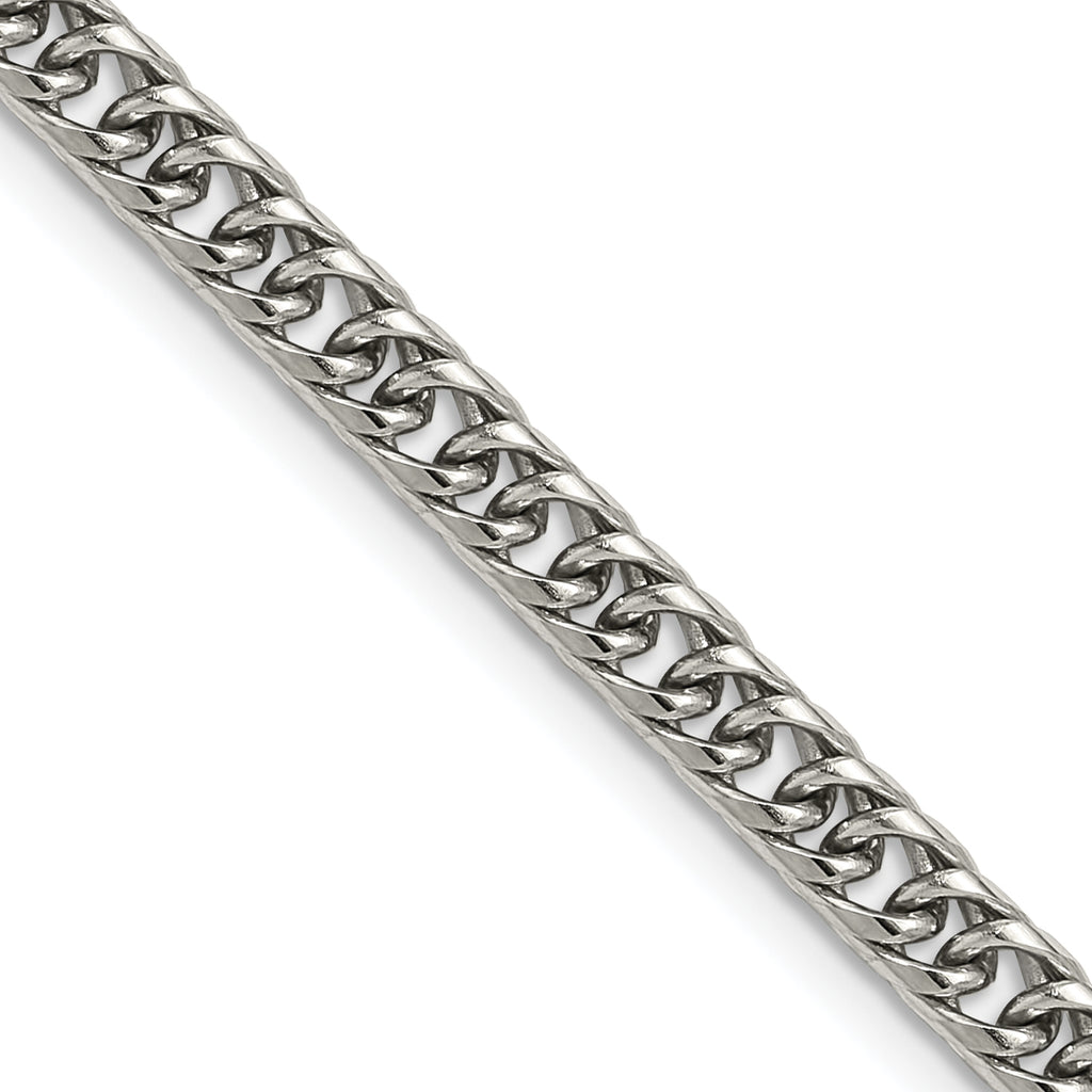 Polished Stainless Steel Curb Chain Necklace 5mm