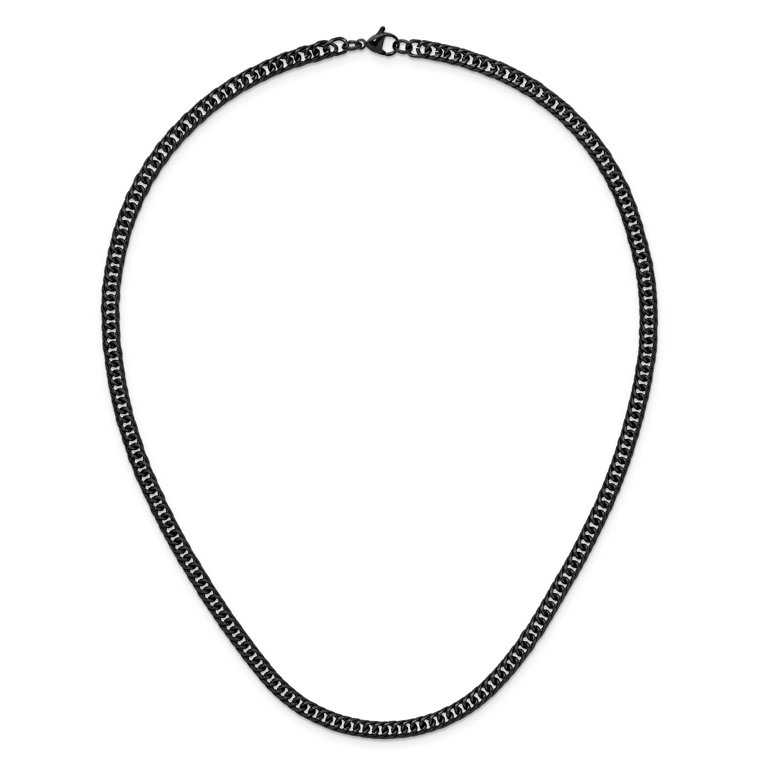 Polished Black Stainless Steel Curb Chain Necklace 5mm