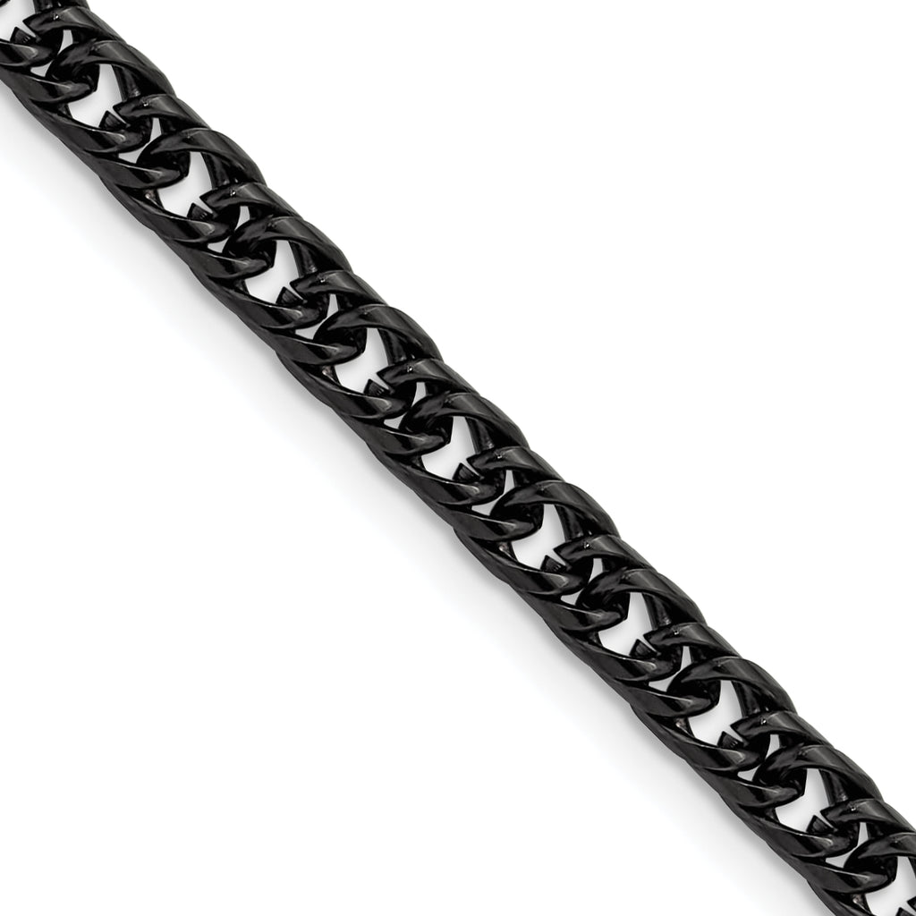 Polished Black Stainless Steel Curb Chain Necklace 5mm