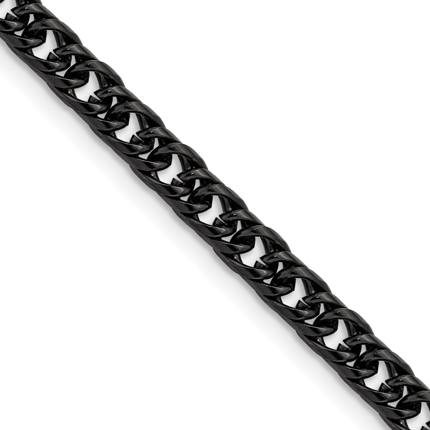Polished Black Stainless Steel Curb Chain Necklace 5mm