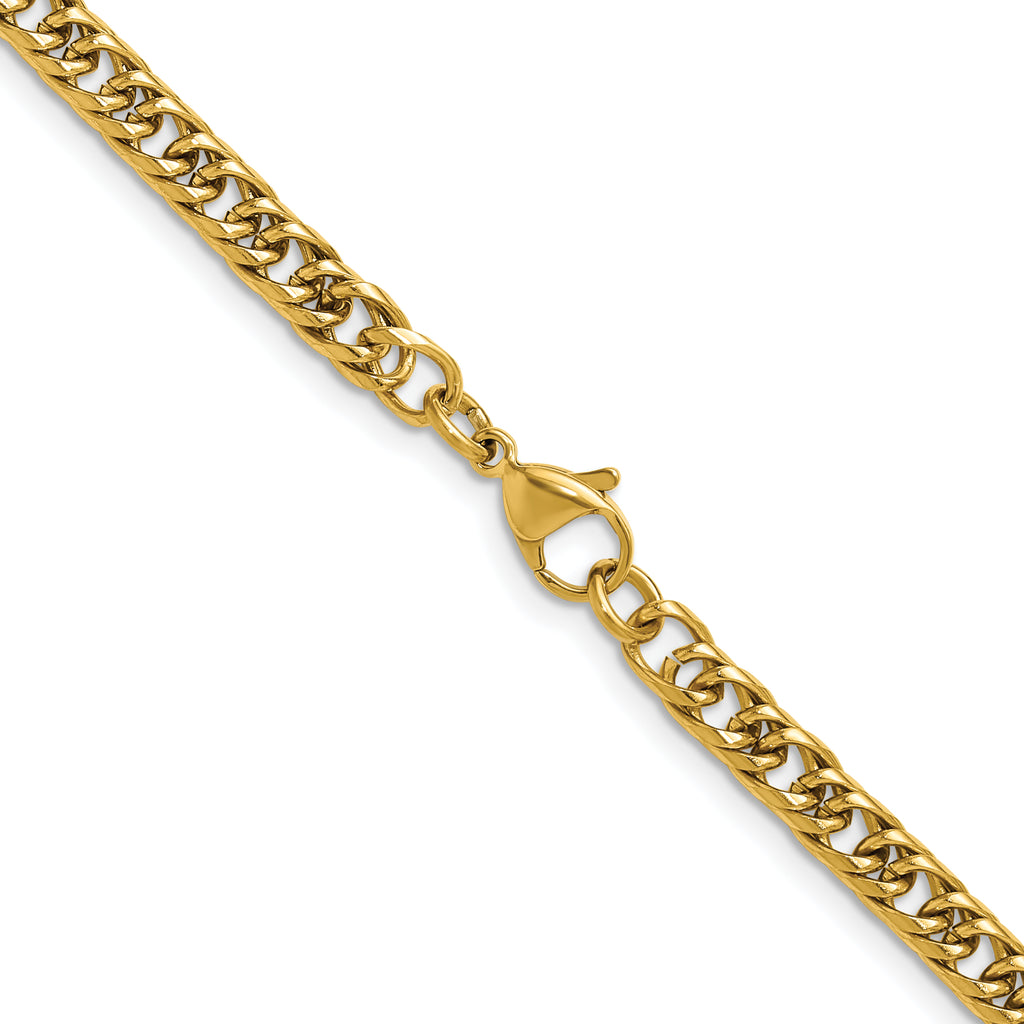 Polished Gold-Tone Stainless Steel Curb Chain Necklace 5mm