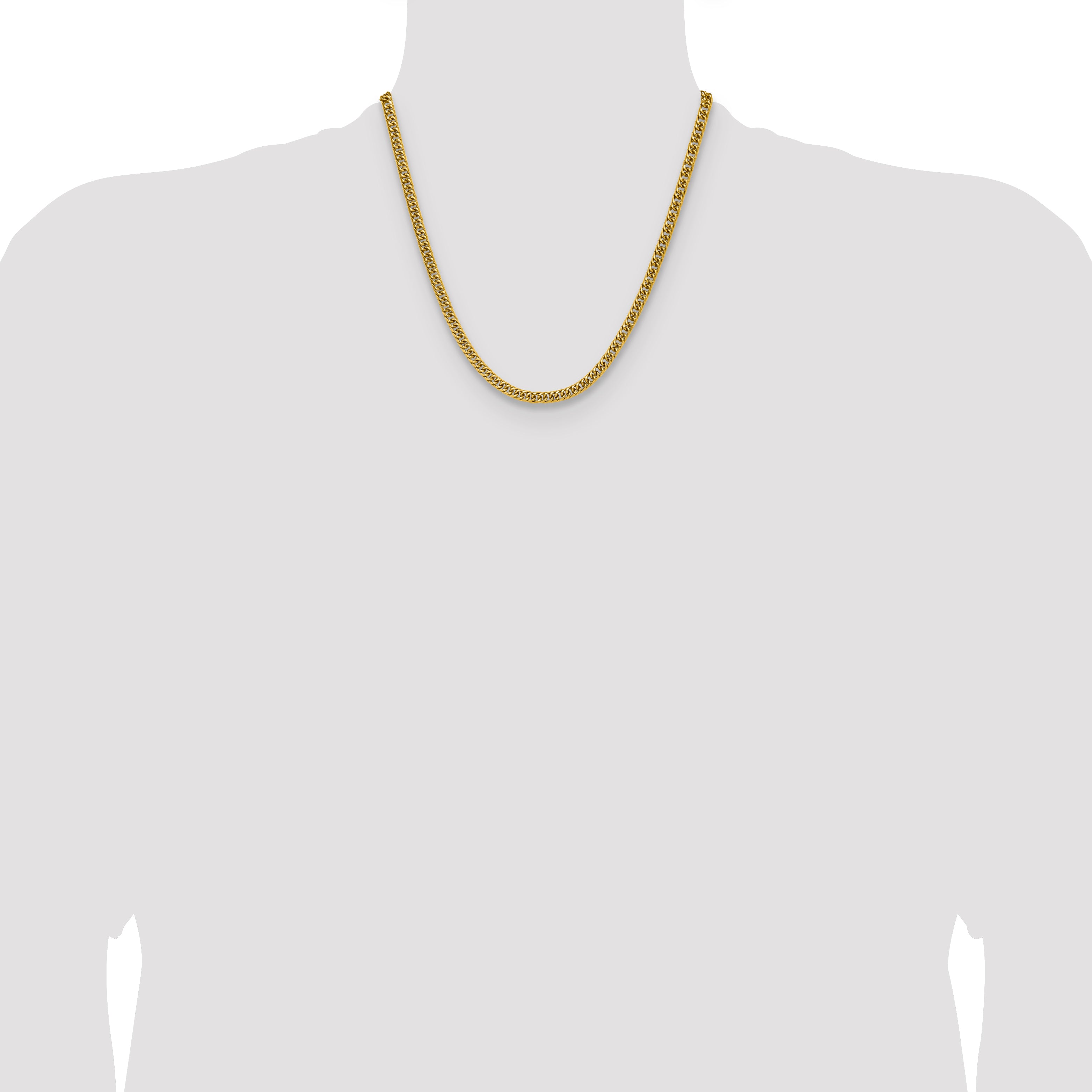 Polished Gold-Tone Stainless Steel Curb Chain Necklace 5mm