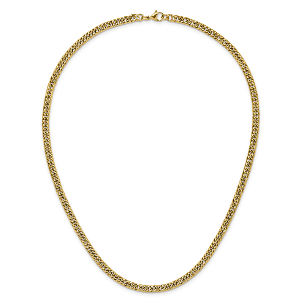 Polished Gold-Tone Stainless Steel Curb Chain Necklace 5mm