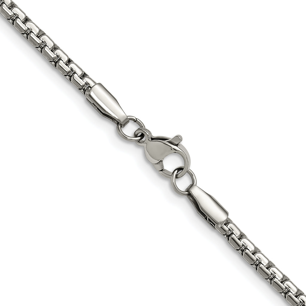Polished Stainless Steel Box Chain Necklace 3mm
