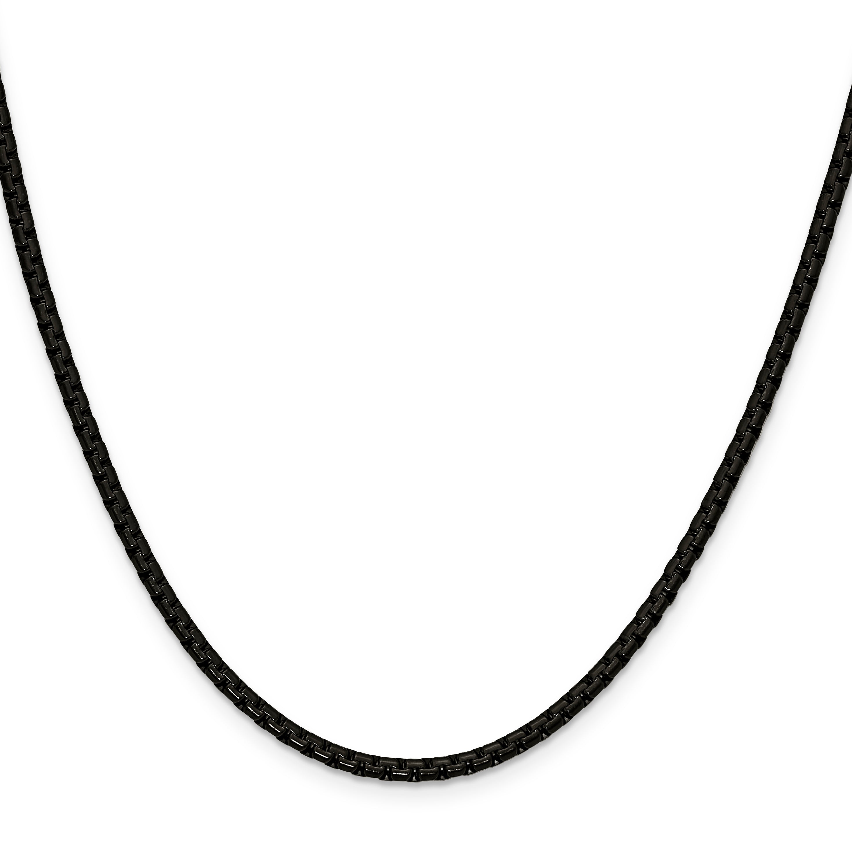 Polished Black Stainless Steel Box Chain Necklace 3mm Secondary image