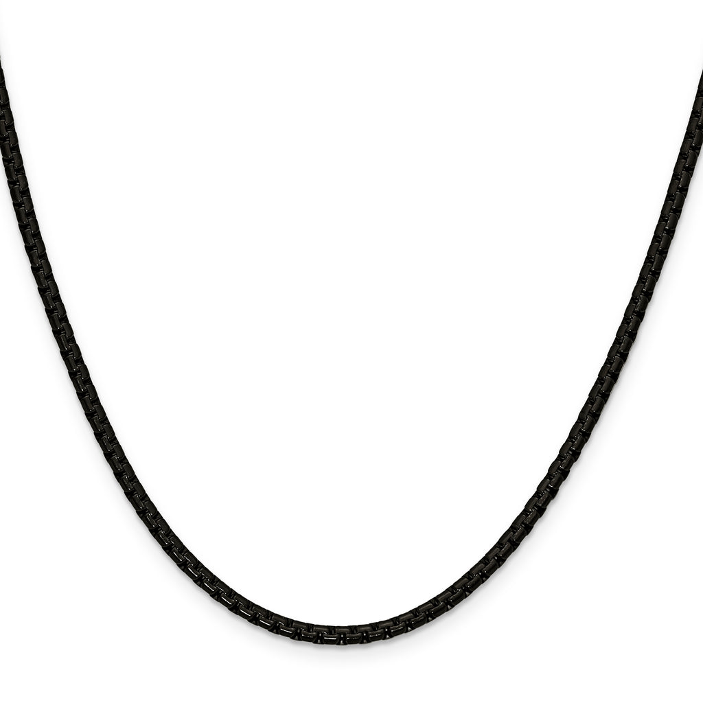 Polished Black Stainless Steel Box Chain Necklace 3mm