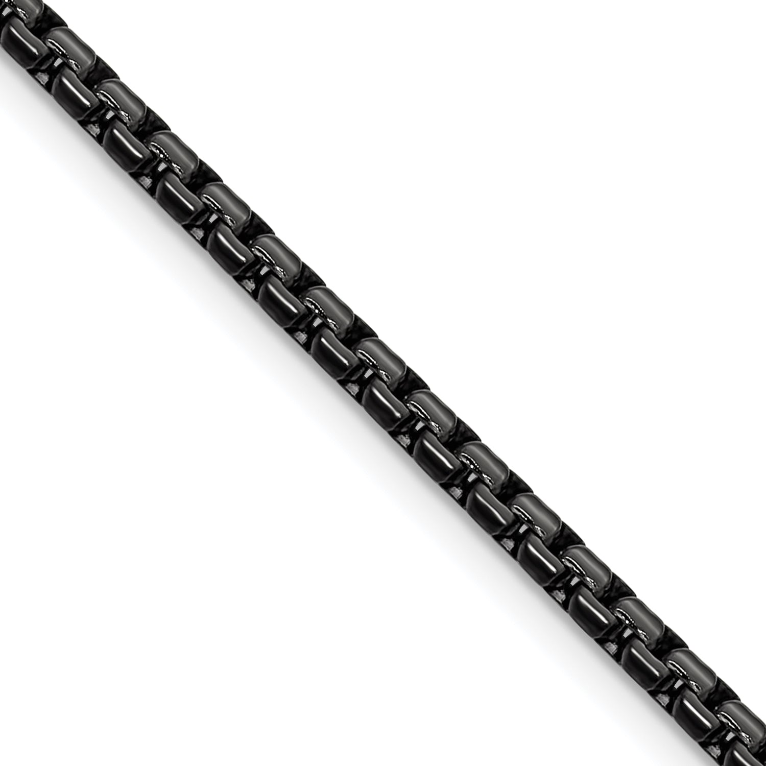 Polished Black Stainless Steel Box Chain Necklace 3mm Main image