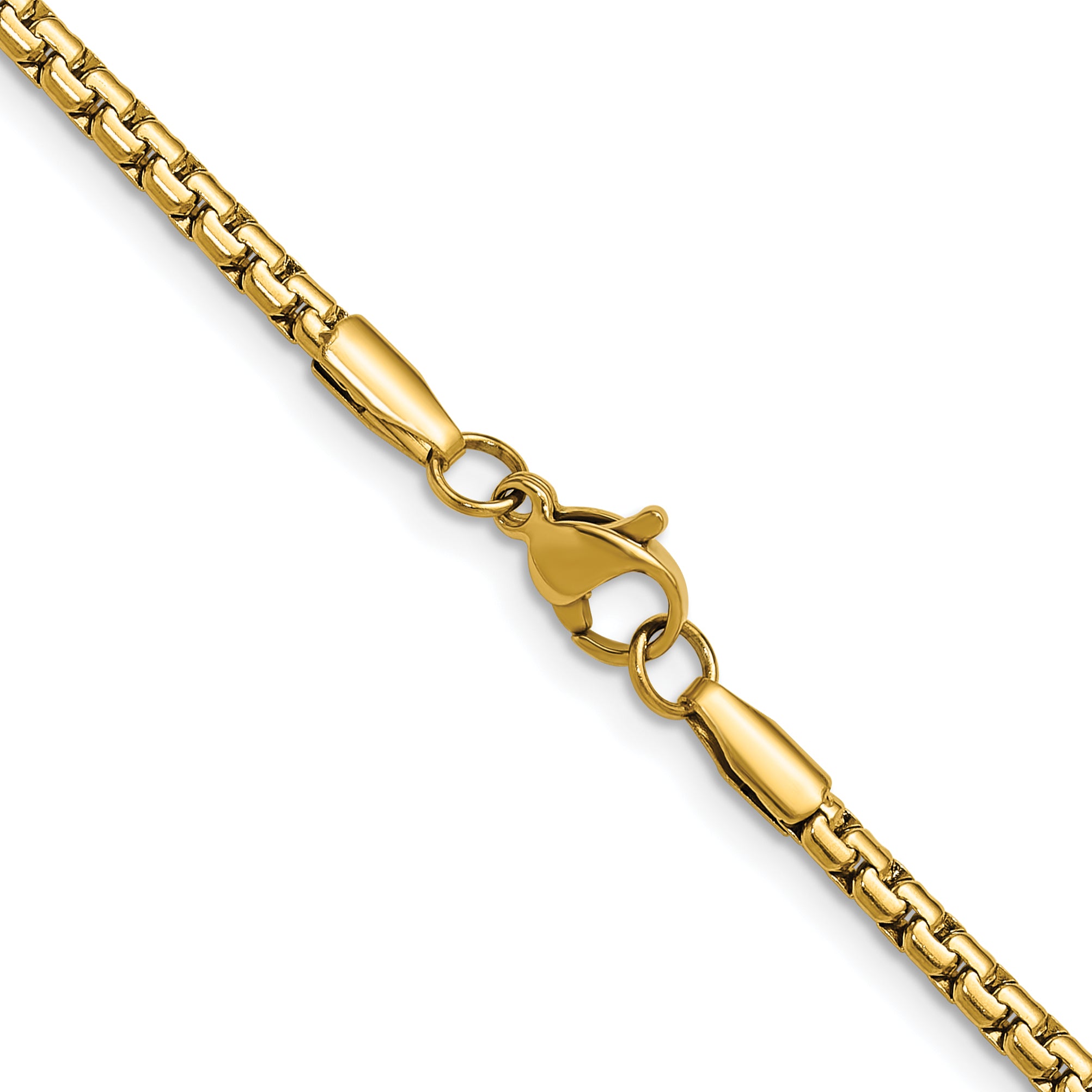 Polished Gold-Tone Stainless Steel Box Chain Necklace 3mm
