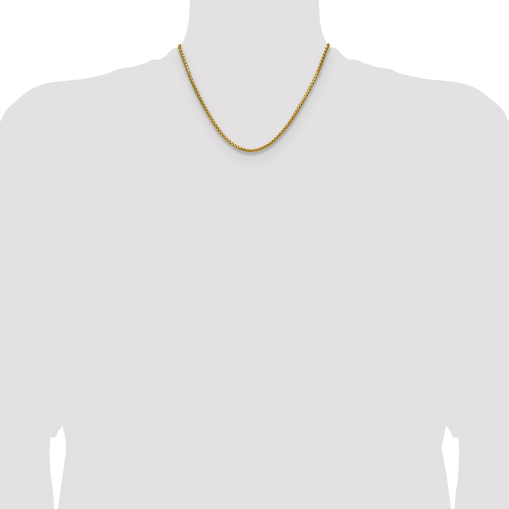 Polished Gold-Tone Stainless Steel Box Chain Necklace 3mm