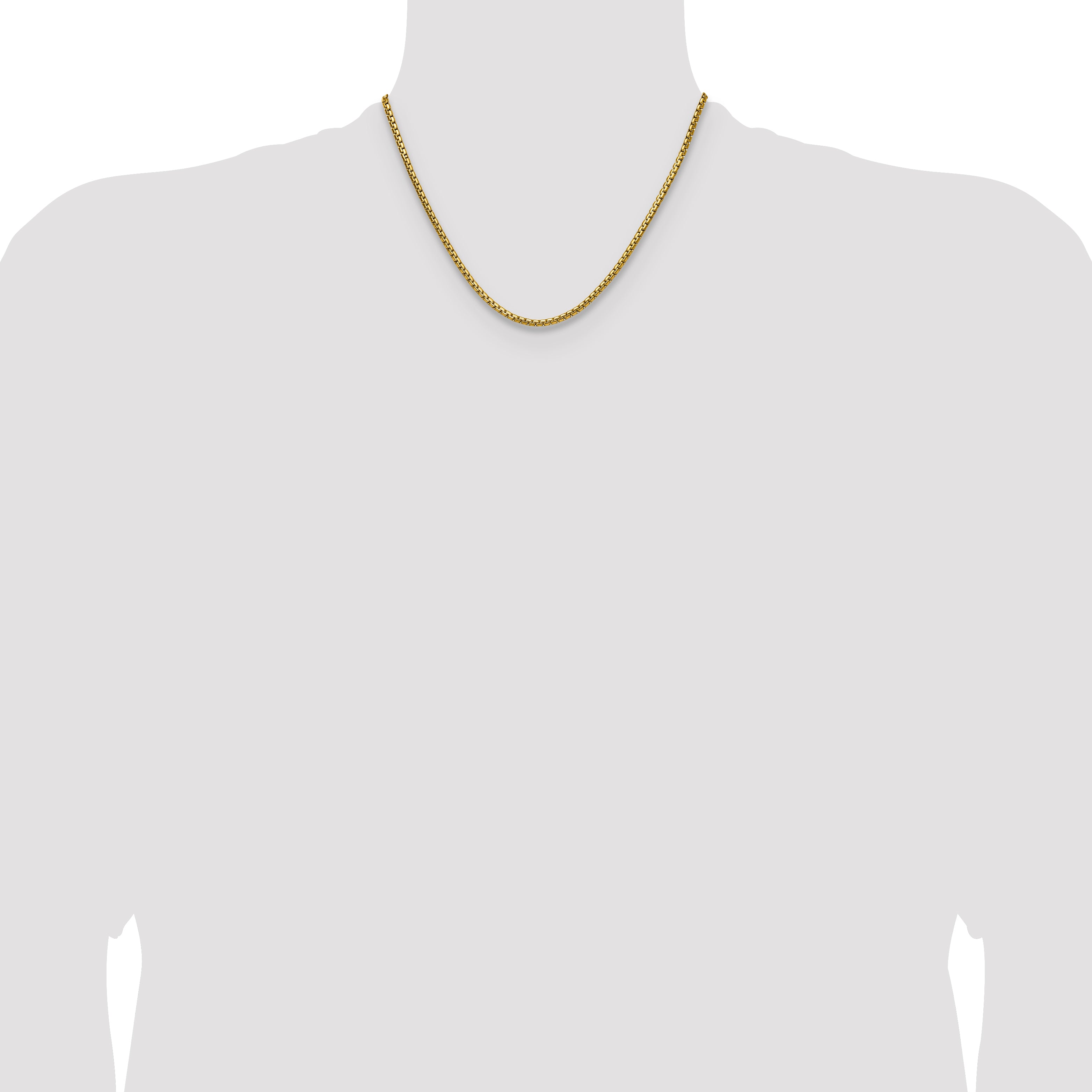 Polished Gold-Tone Stainless Steel Box Chain Necklace 3mm