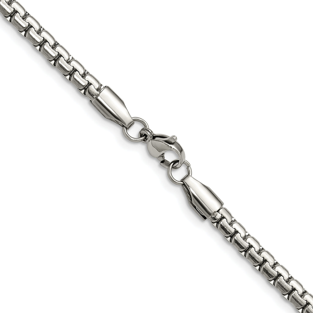 Polished Stainless Steel Box Chain Necklace 4mm