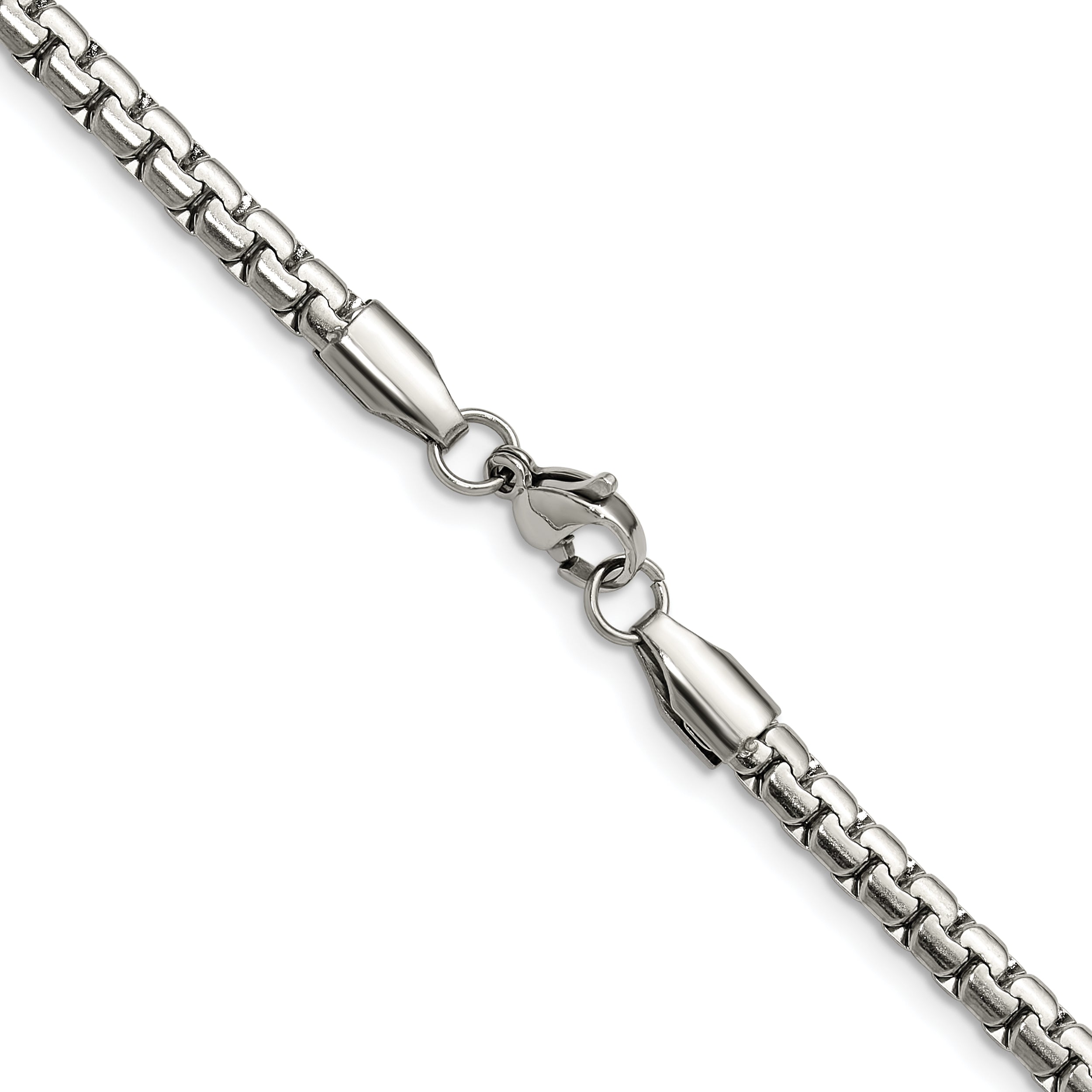 Polished Stainless Steel Box Chain Necklace 4mm