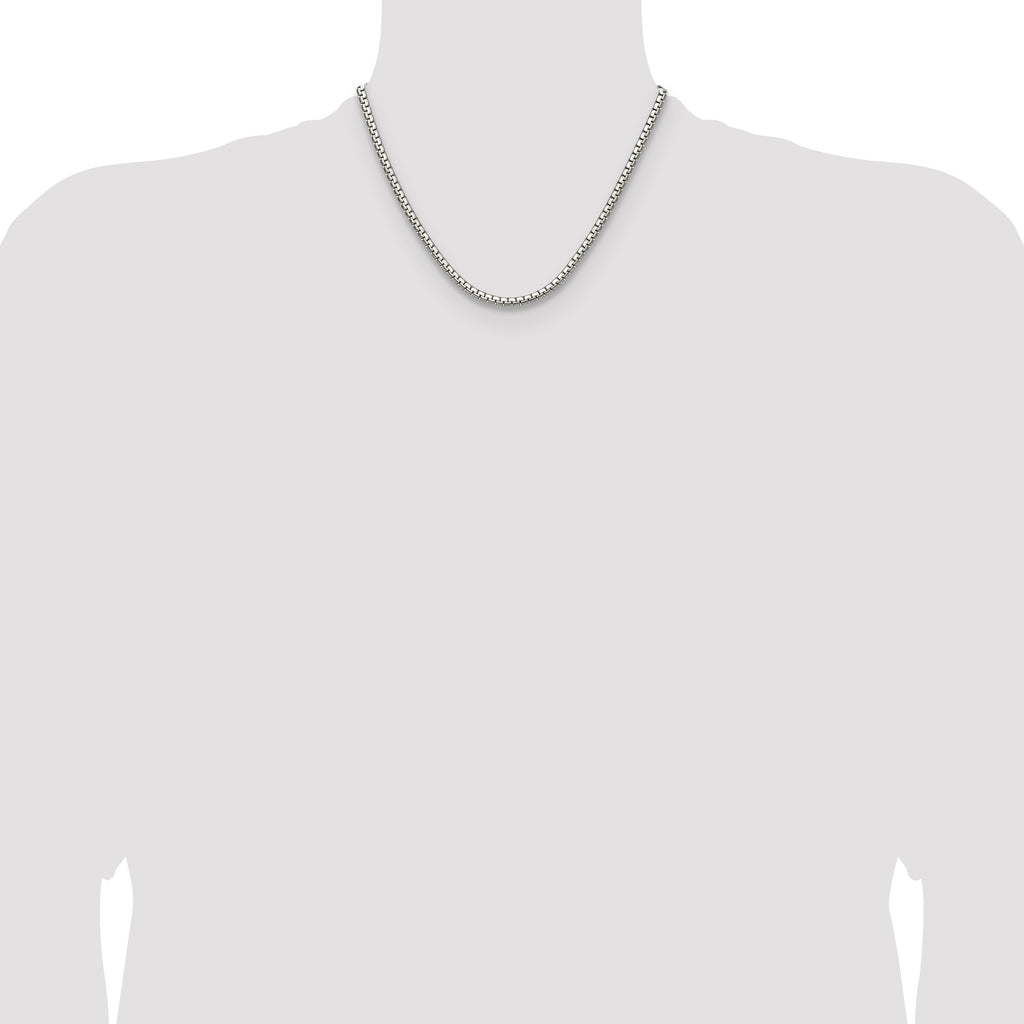 Polished Stainless Steel Box Chain Necklace 4mm