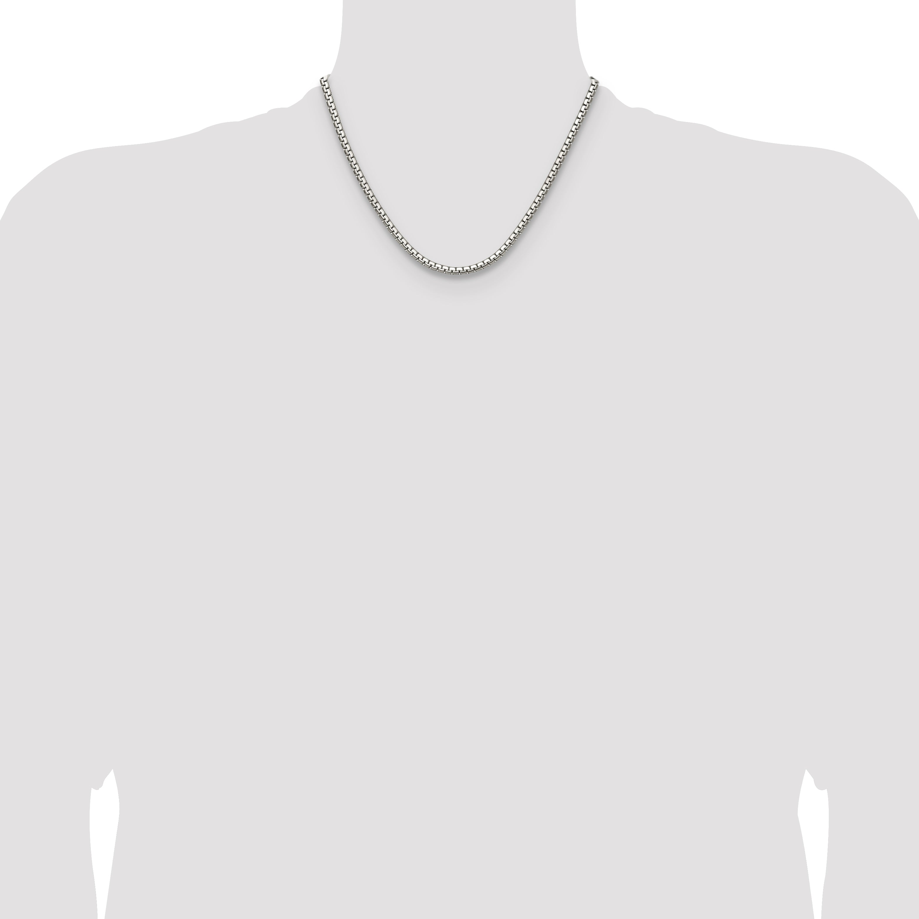 Polished Stainless Steel Box Chain Necklace 4mm