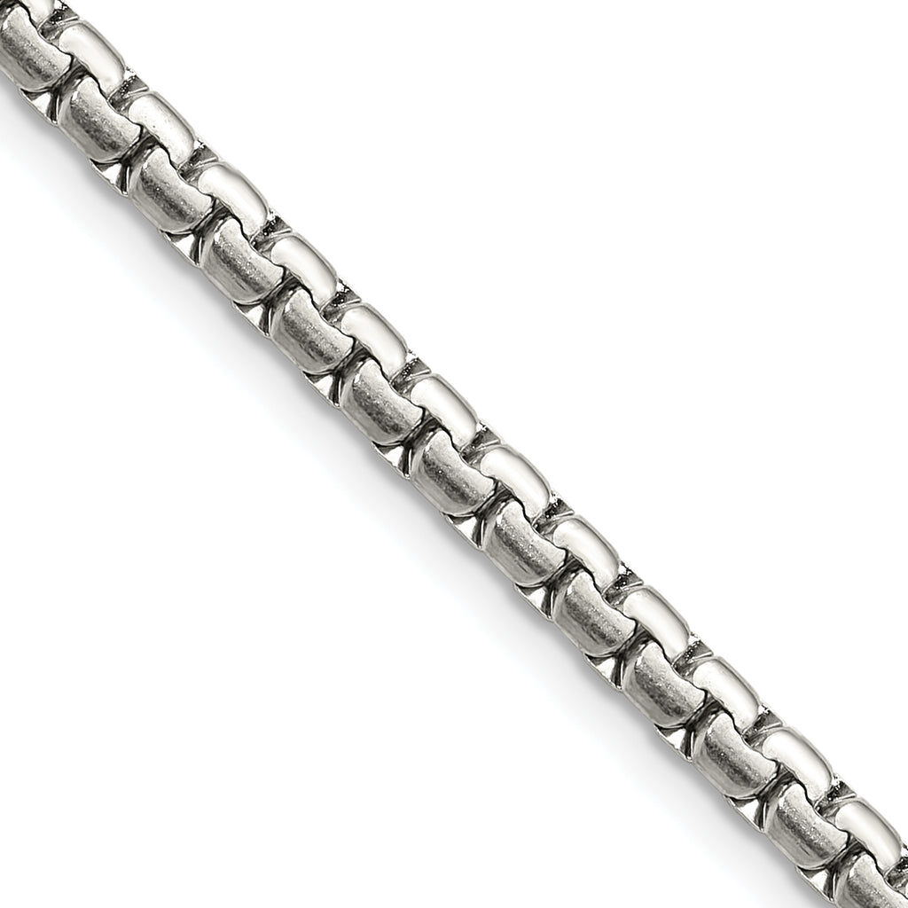Polished Stainless Steel Box Chain Necklace 4mm