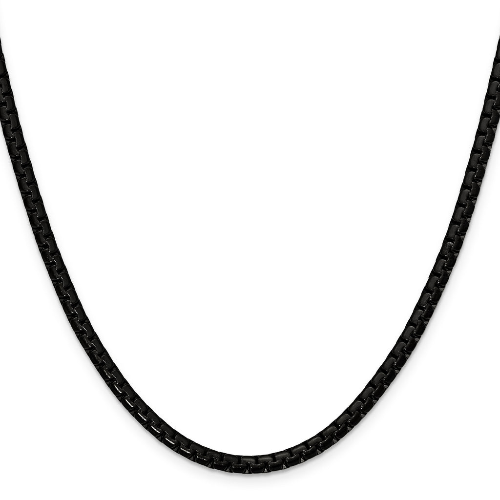 Polished Black Stainless Steel Box Chain Necklace 4mm