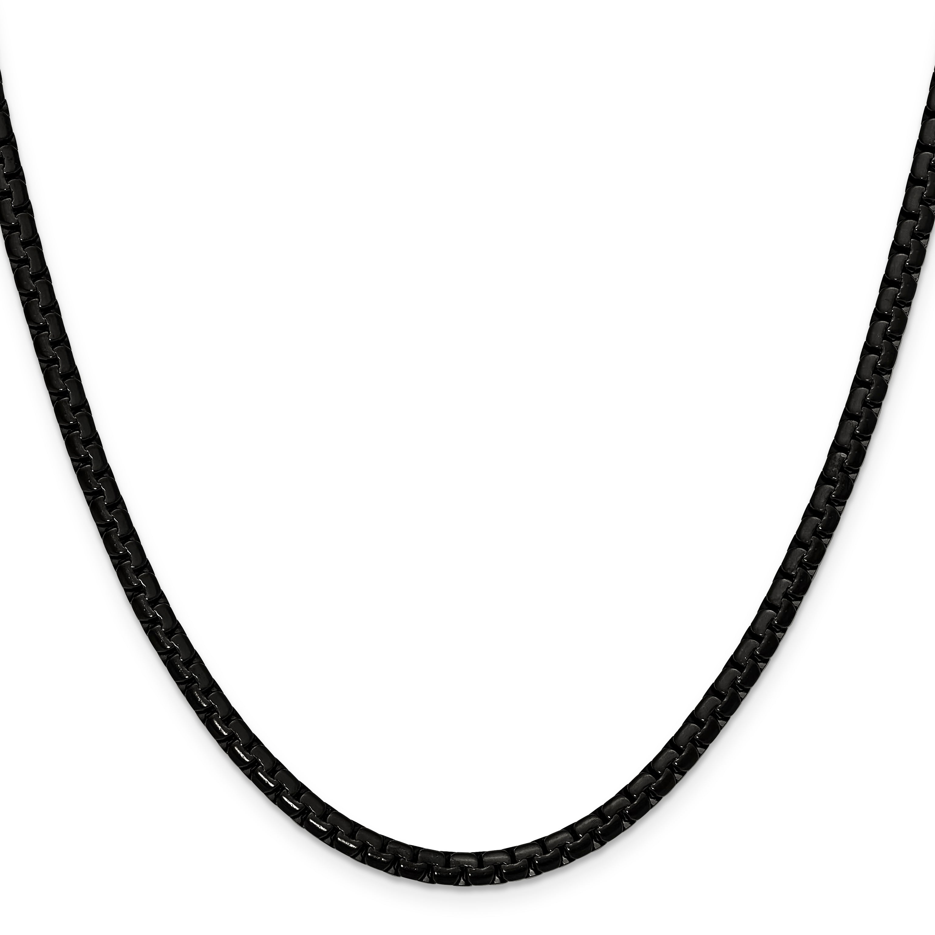 Polished Black Stainless Steel Box Chain Necklace 4mm