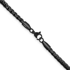 Polished Black Stainless Steel Box Chain Necklace 4mm
