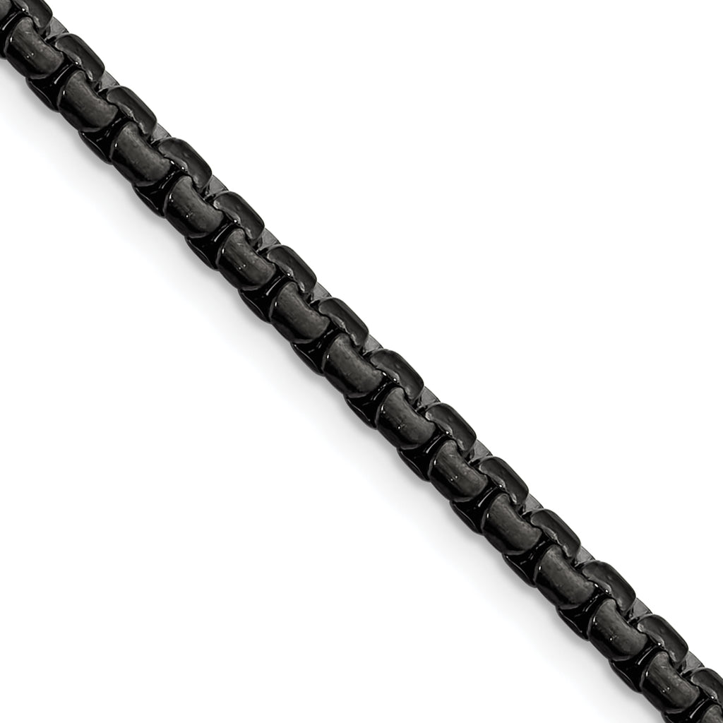 Polished Black Stainless Steel Box Chain Necklace 4mm