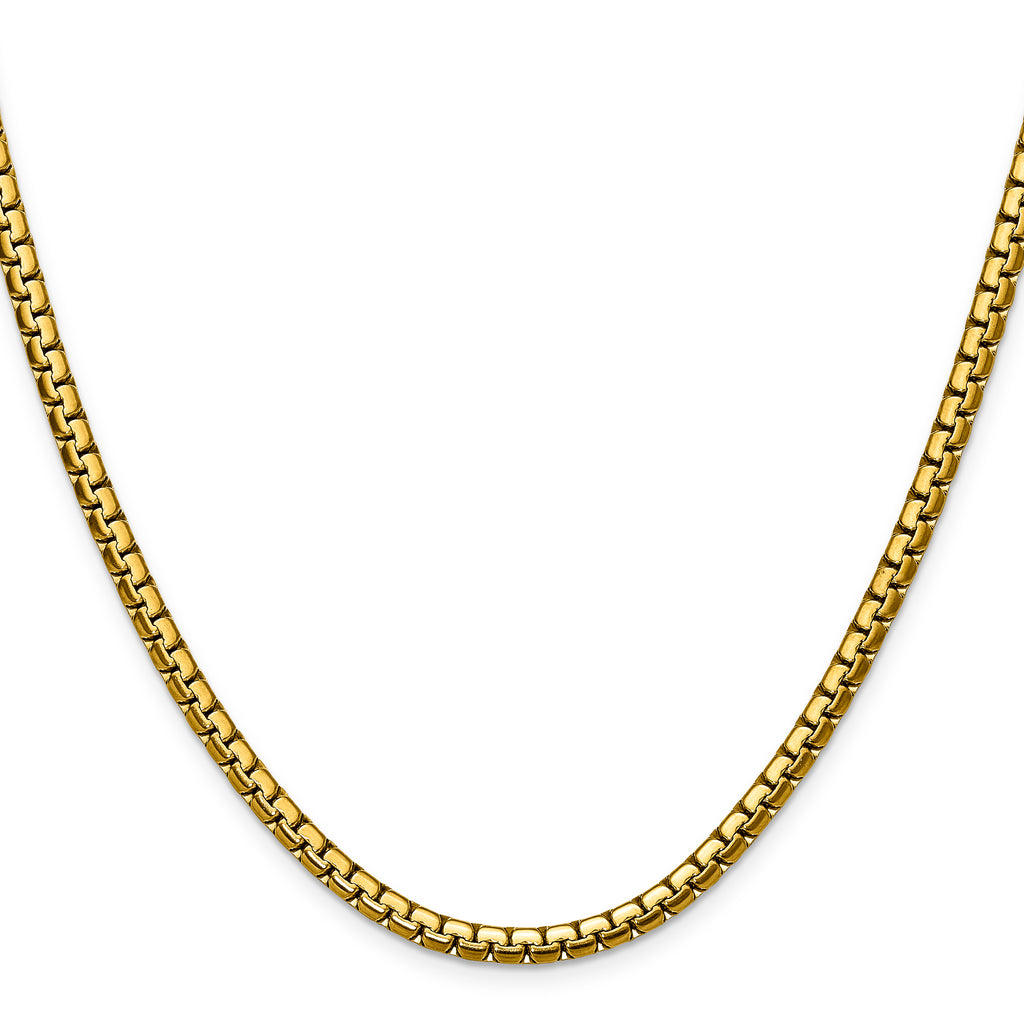 Polished Gold-Tone Stainless Steel Box Chain Necklace 4mm