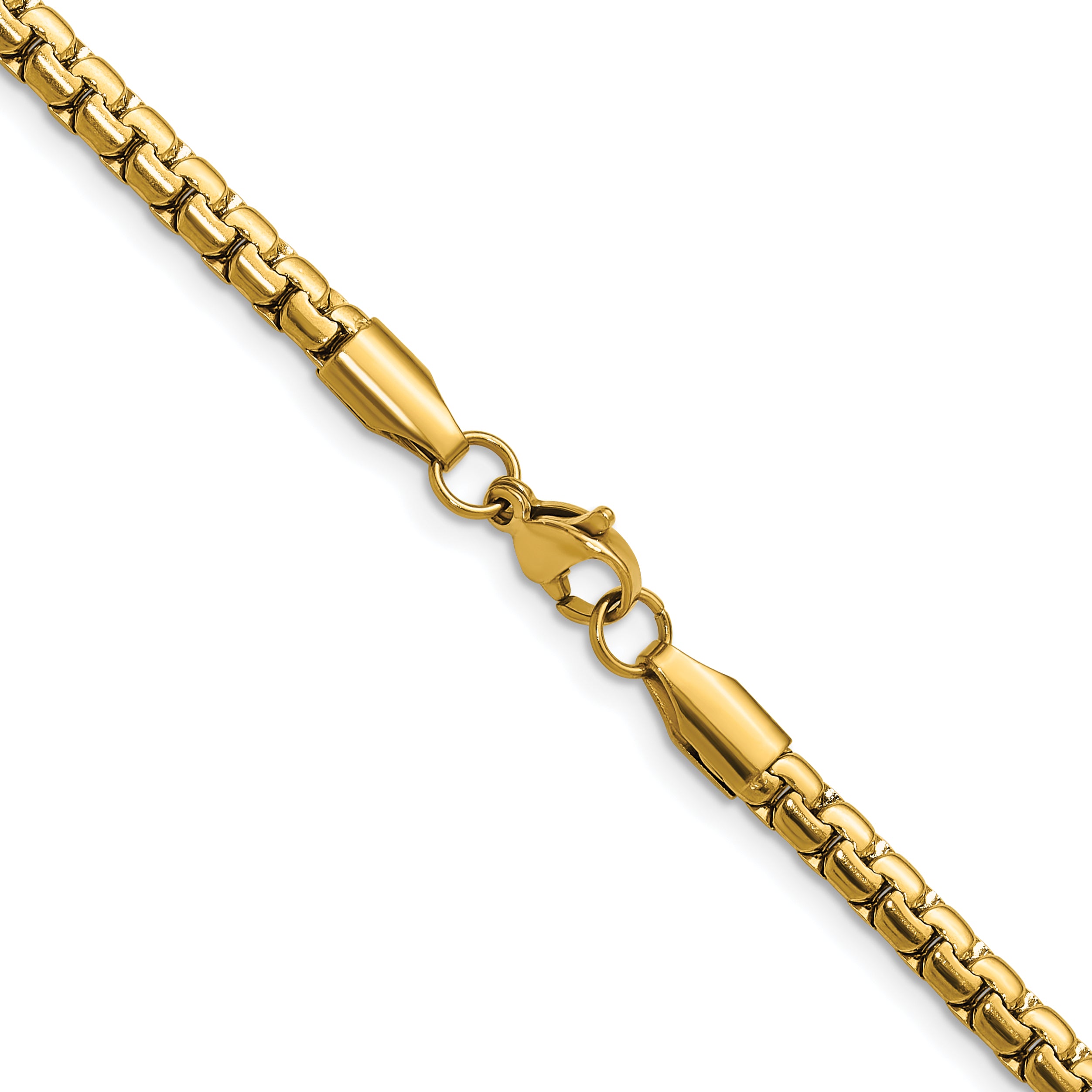Polished Gold-Tone Stainless Steel Box Chain Necklace 4mm