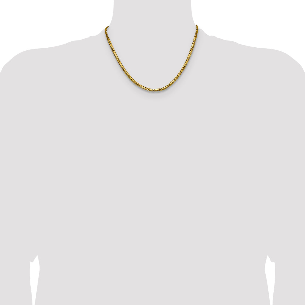 Polished Gold-Tone Stainless Steel Box Chain Necklace 4mm