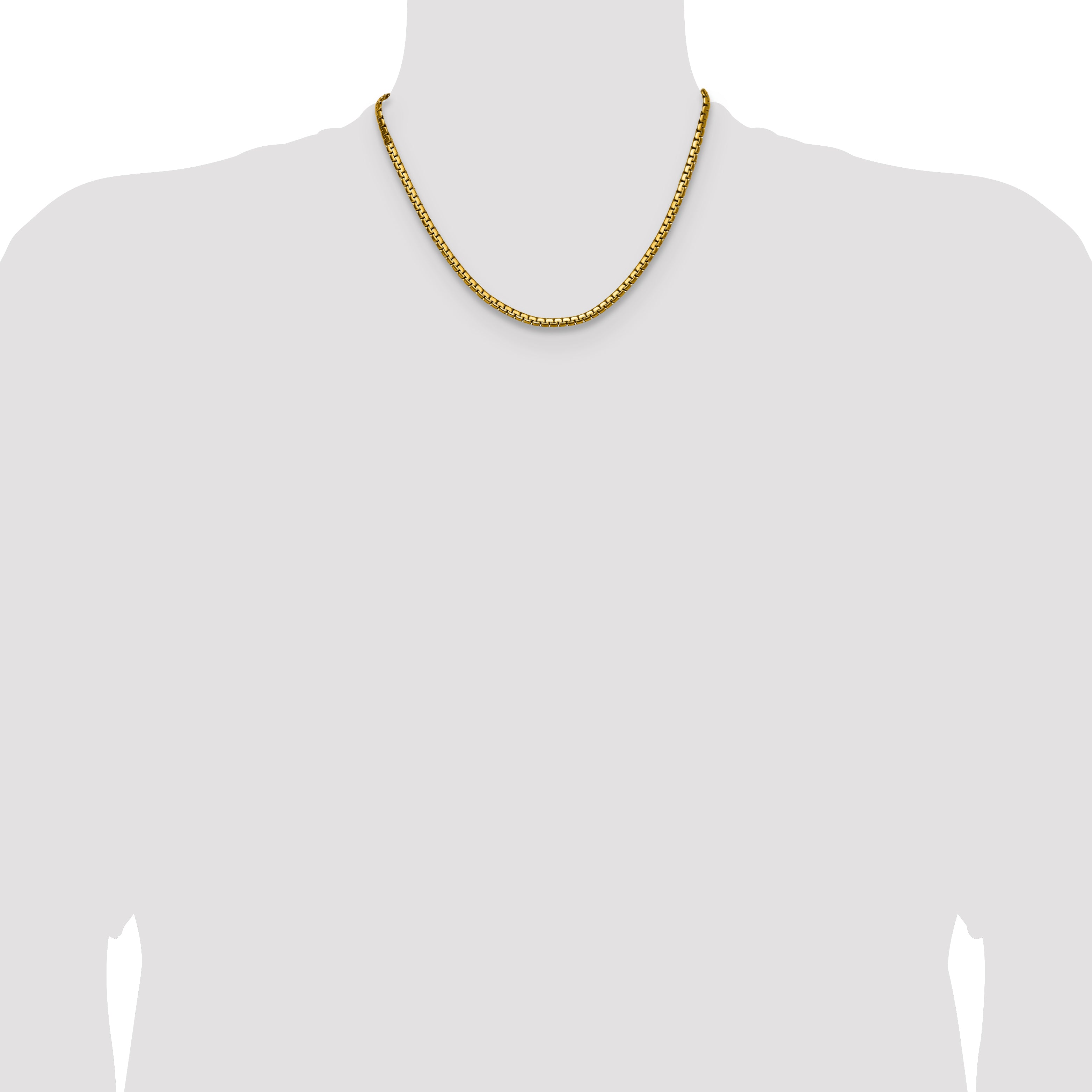 Polished Gold-Tone Stainless Steel Box Chain Necklace 4mm
