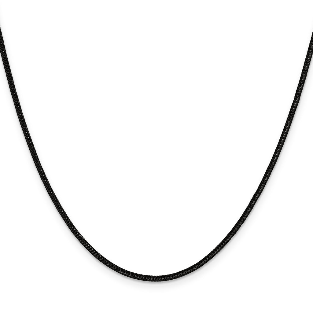 Polished Black Stainless Steel Spiga (Wheat) Chain Necklace 1.5mm