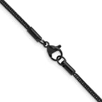 Polished Black Stainless Steel Spiga (Wheat) Chain Necklace 1.5mm