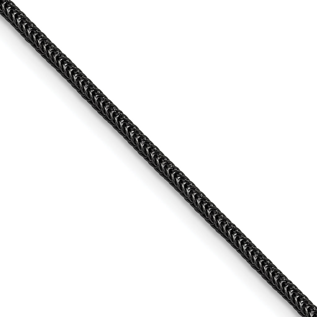 Polished Black Stainless Steel Spiga (Wheat) Chain Necklace 1.5mm