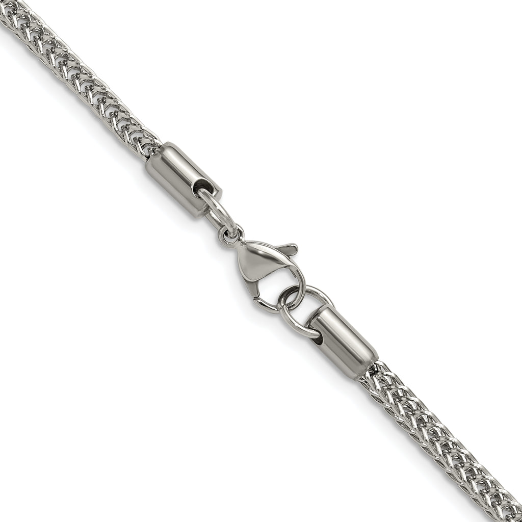 Polished Stainless Steel Spiga (Wheat) Chain Necklace 3.2mm