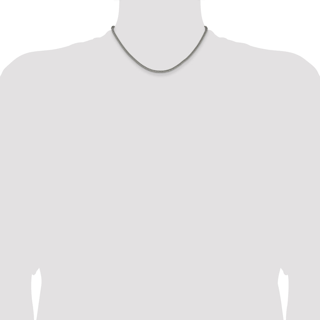 Polished Stainless Steel Spiga (Wheat) Chain Necklace 3.2mm