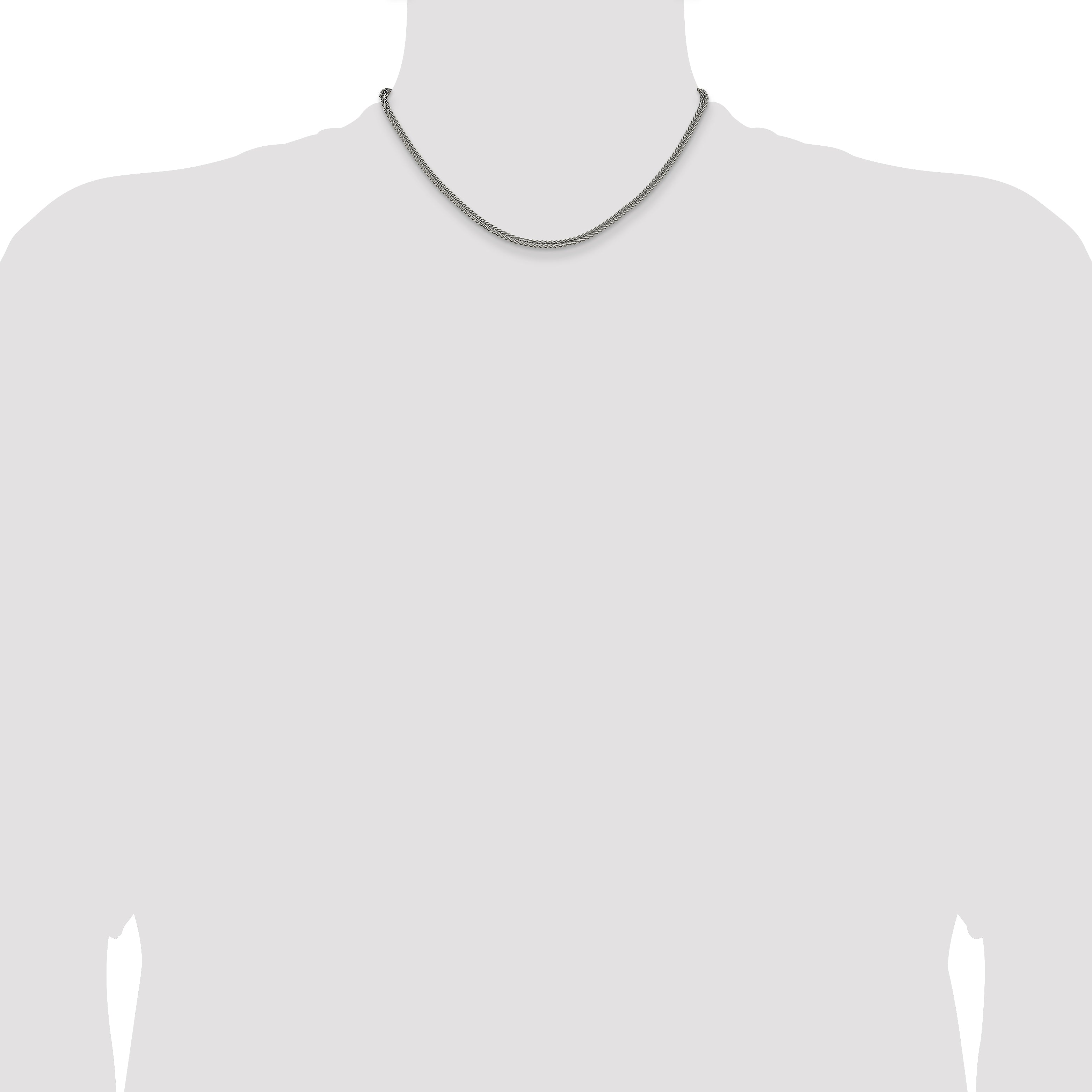 Polished Stainless Steel Spiga (Wheat) Chain Necklace 3.2mm