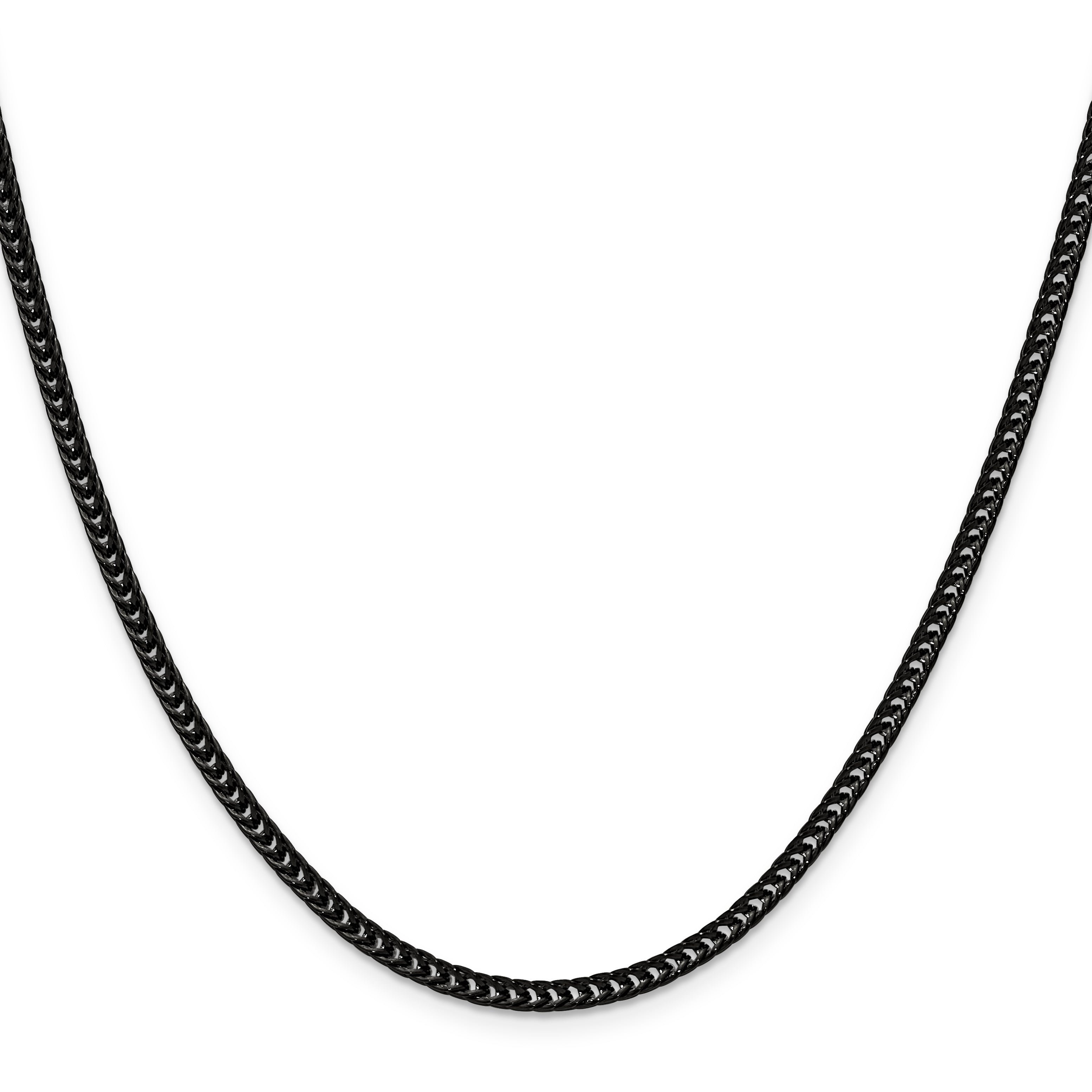 Polished Black Stainless Steel Spiga (Wheat) Chain Necklace 3.2mm