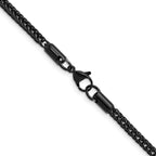 Polished Black Stainless Steel Spiga (Wheat) Chain Necklace 3.2mm