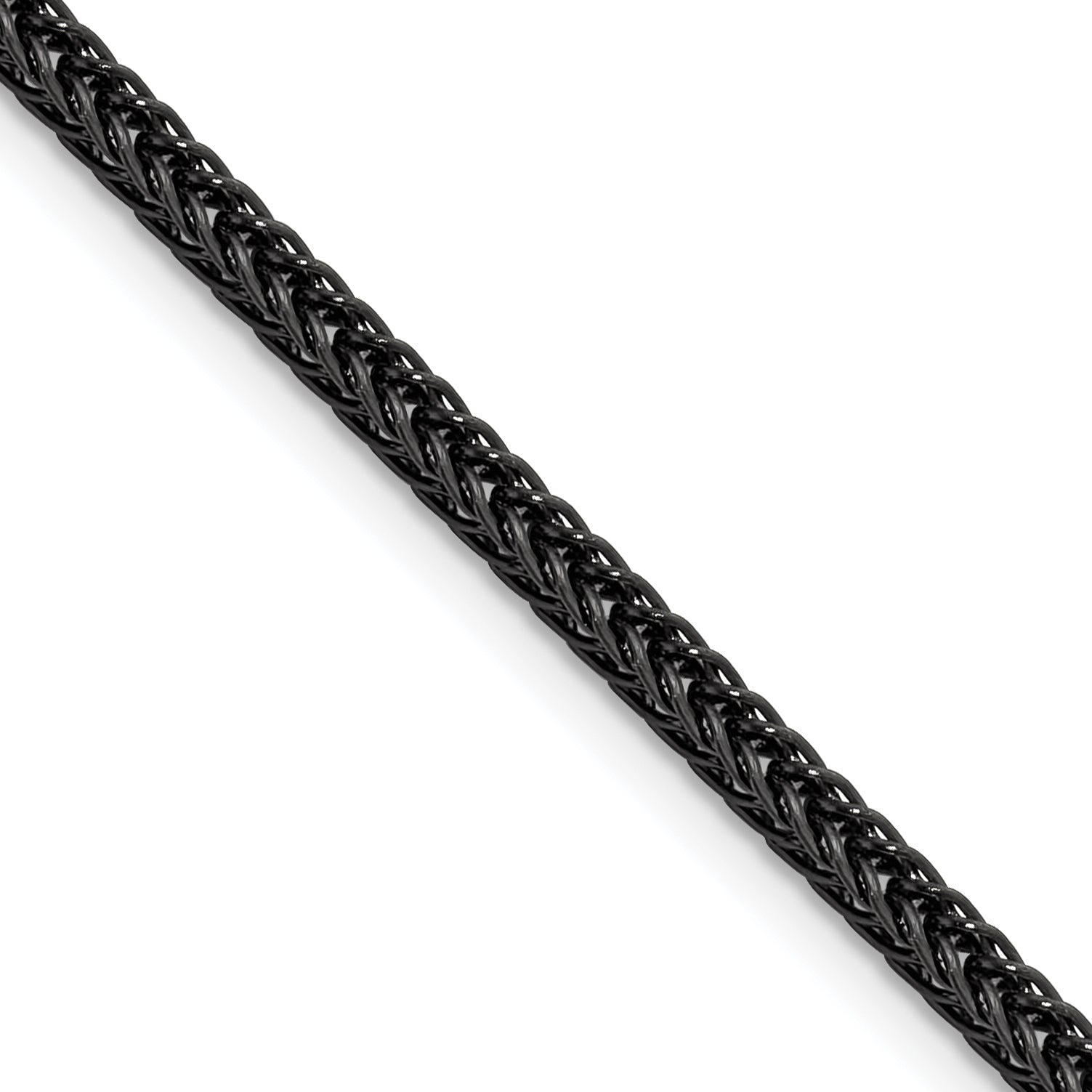Polished Black Stainless Steel Spiga (Wheat) Chain Necklace 3.2mm Main image