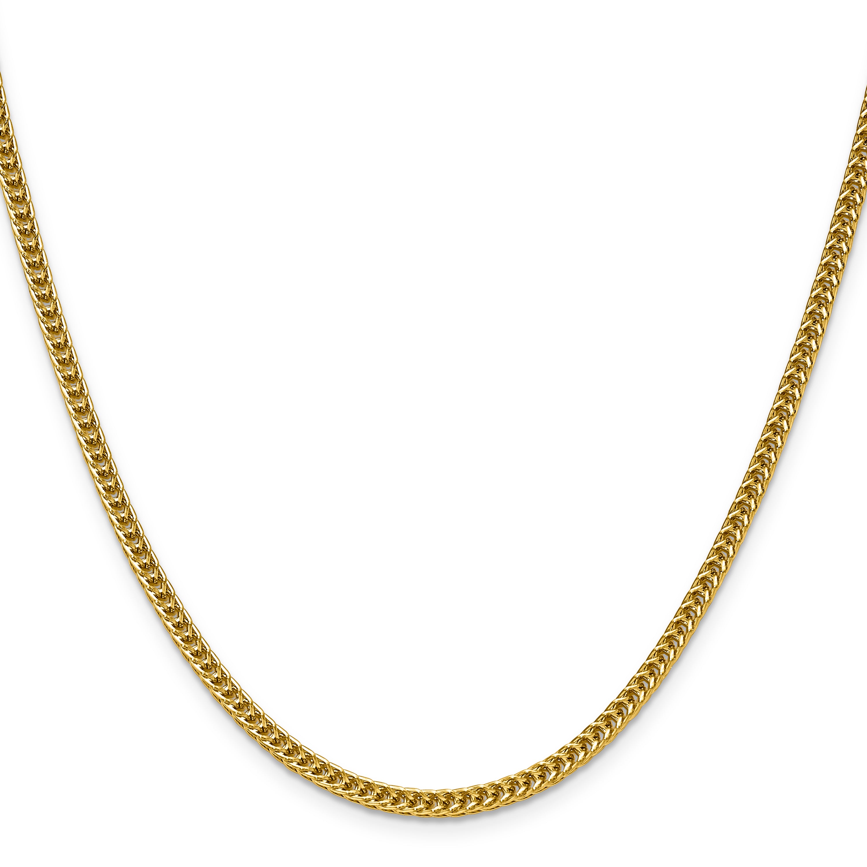 Polished Gold-Tone Stainless Steel Spiga (Wheat) Chain Necklace 3.2mm
