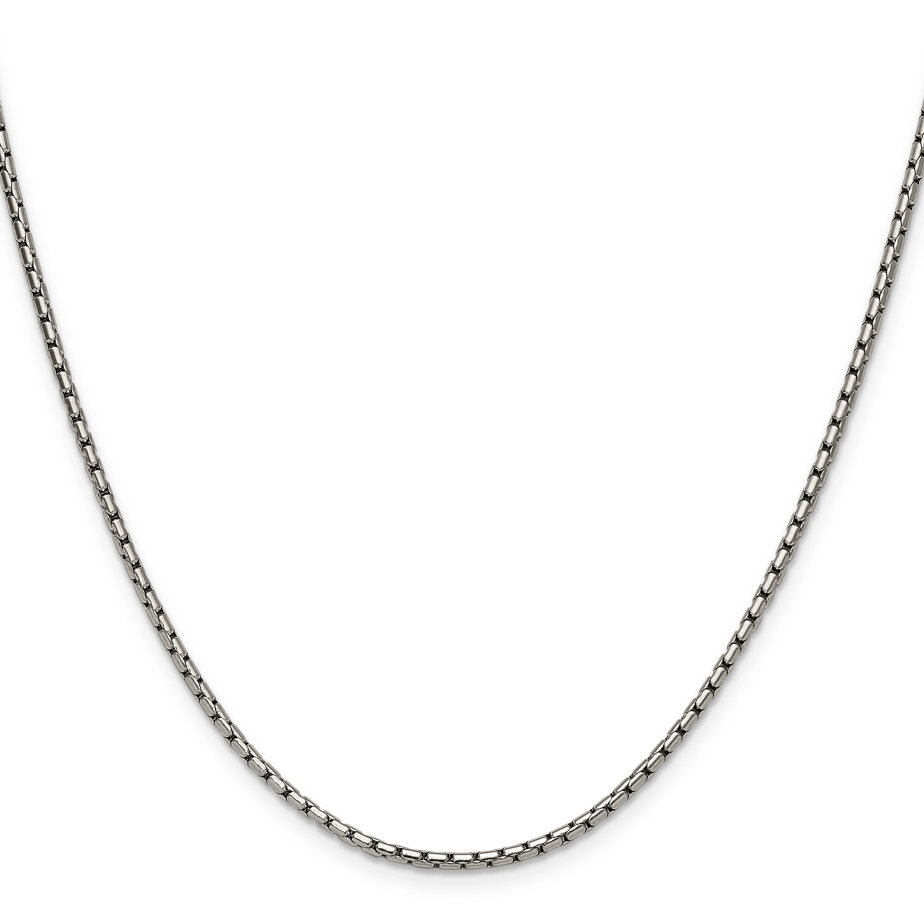 Polished Stainless Steel Box Chain Necklace 1.7mm 18in Secondary image