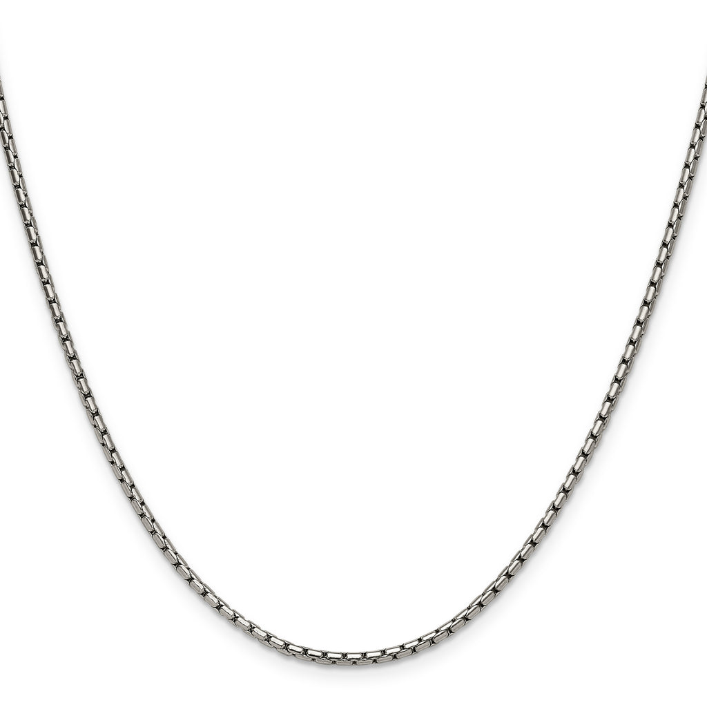 Polished Stainless Steel Box Chain Necklace 1.7mm 18in