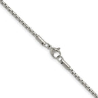 Polished Stainless Steel Box Chain Necklace 1.7mm 18in