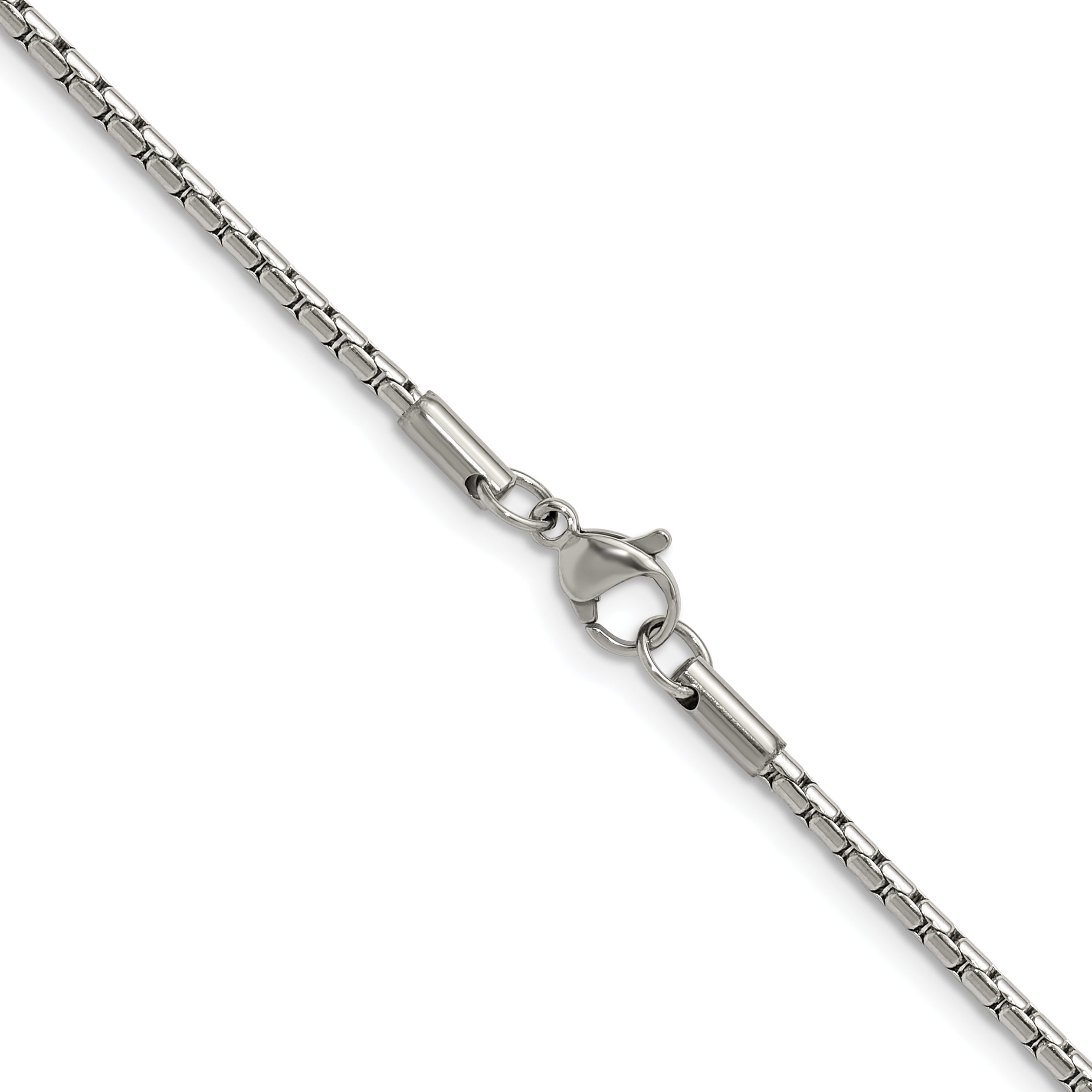 Polished Stainless Steel Box Chain Necklace 1.7mm 18in