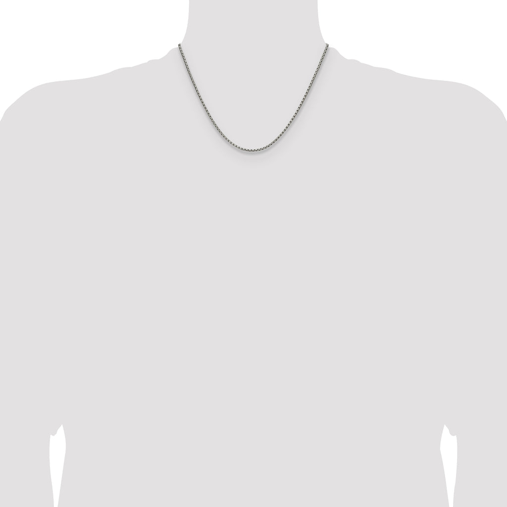 Polished Stainless Steel Box Chain Necklace 1.7mm 18in