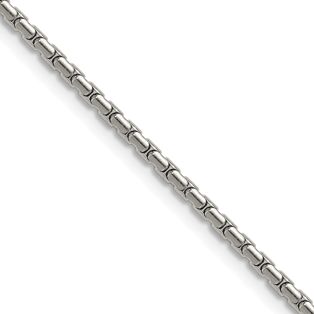 Polished Stainless Steel Box Chain Necklace 1.7mm 18in